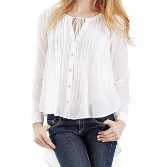 Free People Dramstic High Low White Pleated Top Size S - Picture 1 of 8